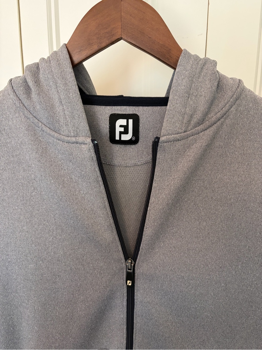 FootJoy Gray Hooded Full-Zip Pullover with Black Trim
